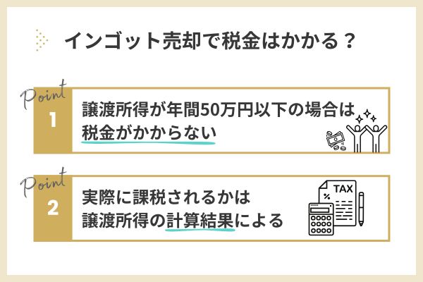 インゴットを売却したときの利益は「譲渡所得」になる